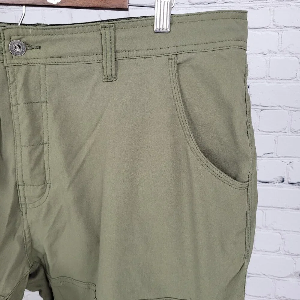 PrAna Green Breathe Nylon Stretch Lightweight Snap Cuff Cargo Pants Size (40x30)